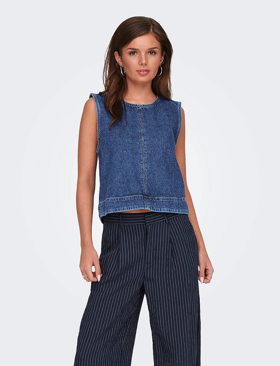 ONLY - ONLDORSI S/L TOP DNM SIK - medium blue denim - 0