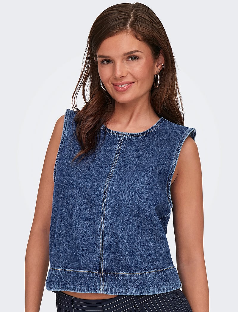 ONLY - ONLDORSI S/L TOP DNM SIK - denim-westen - medium blue denim - 4