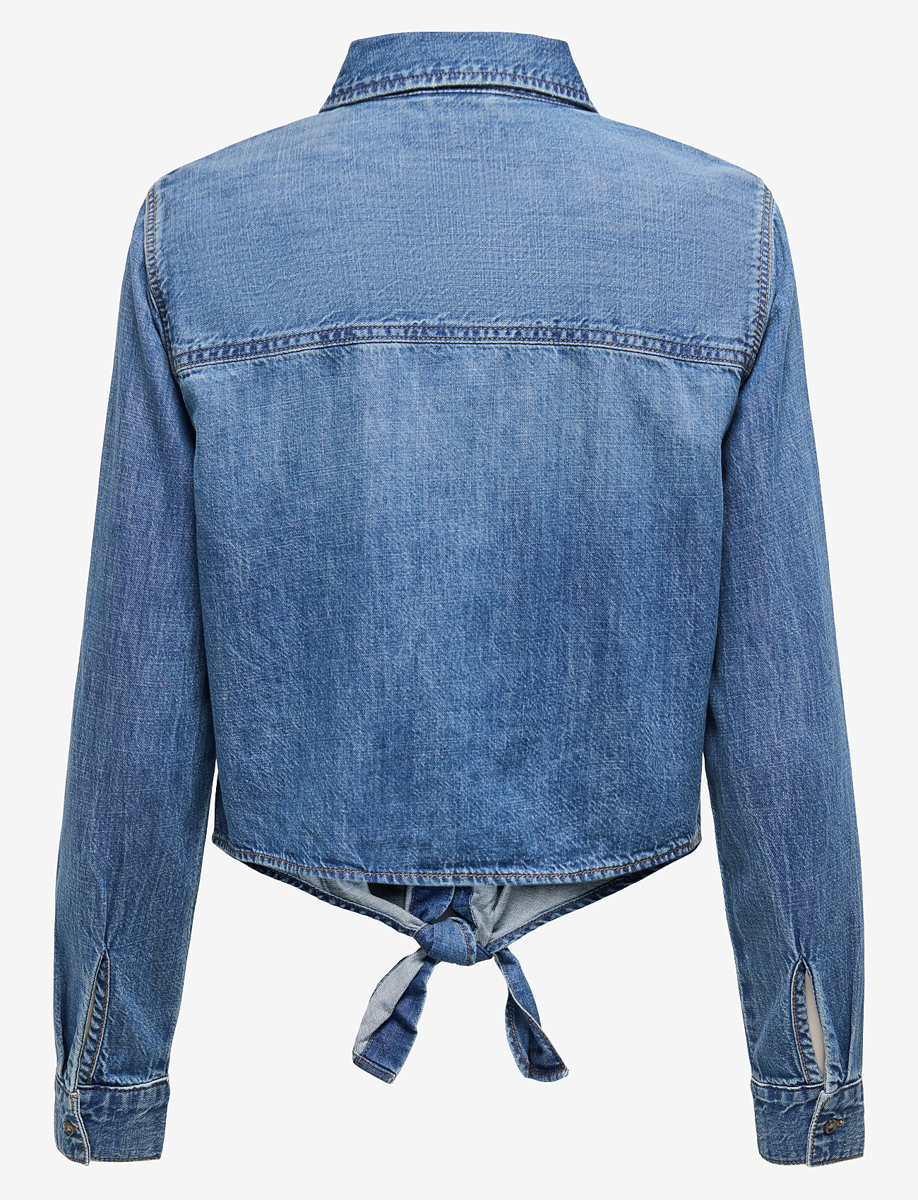 ONLY - -ONLSEVIGNY LECEY LS KNOT DNM SHIRT AKM - långärmade skjortor - medium blue denim - 2