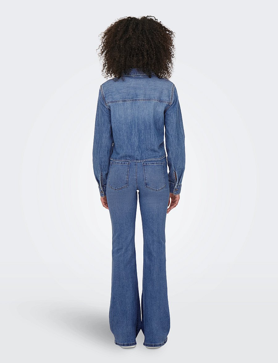 ONLY - -ONLSEVIGNY LECEY LS KNOT DNM SHIRT AKM - långärmade skjortor - medium blue denim - 3