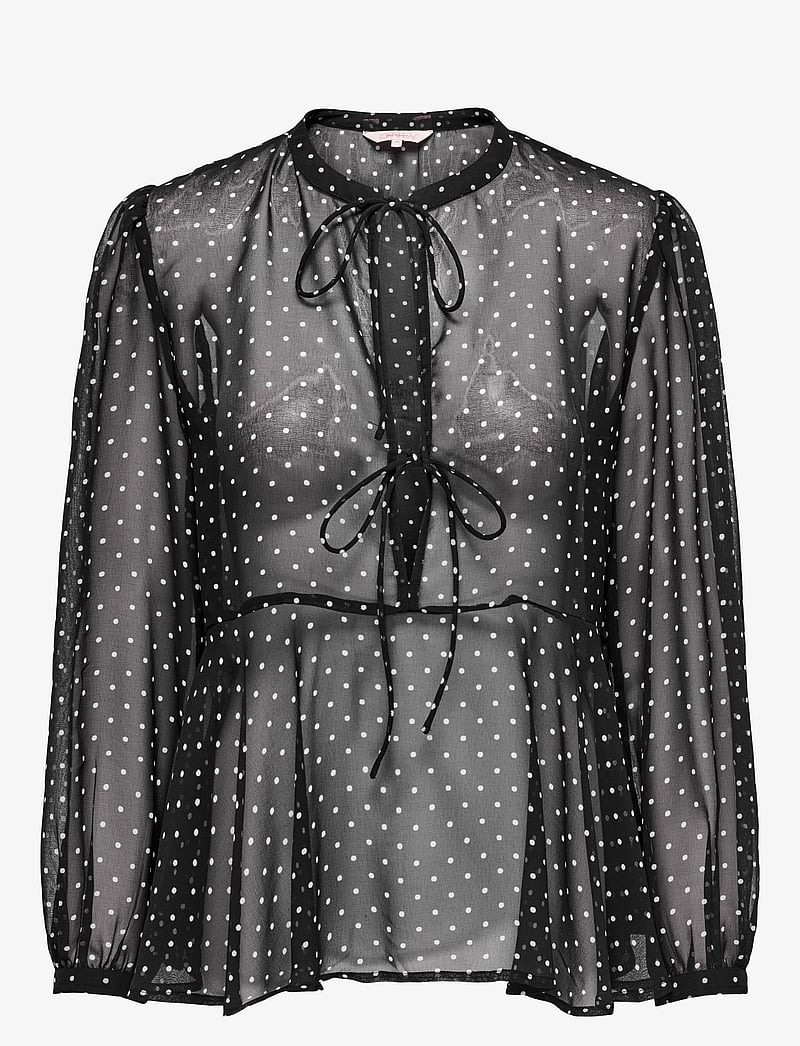 ONLY - ONLISABELLA LS STRING TOP WVN - langärmlige blusen - black - 1