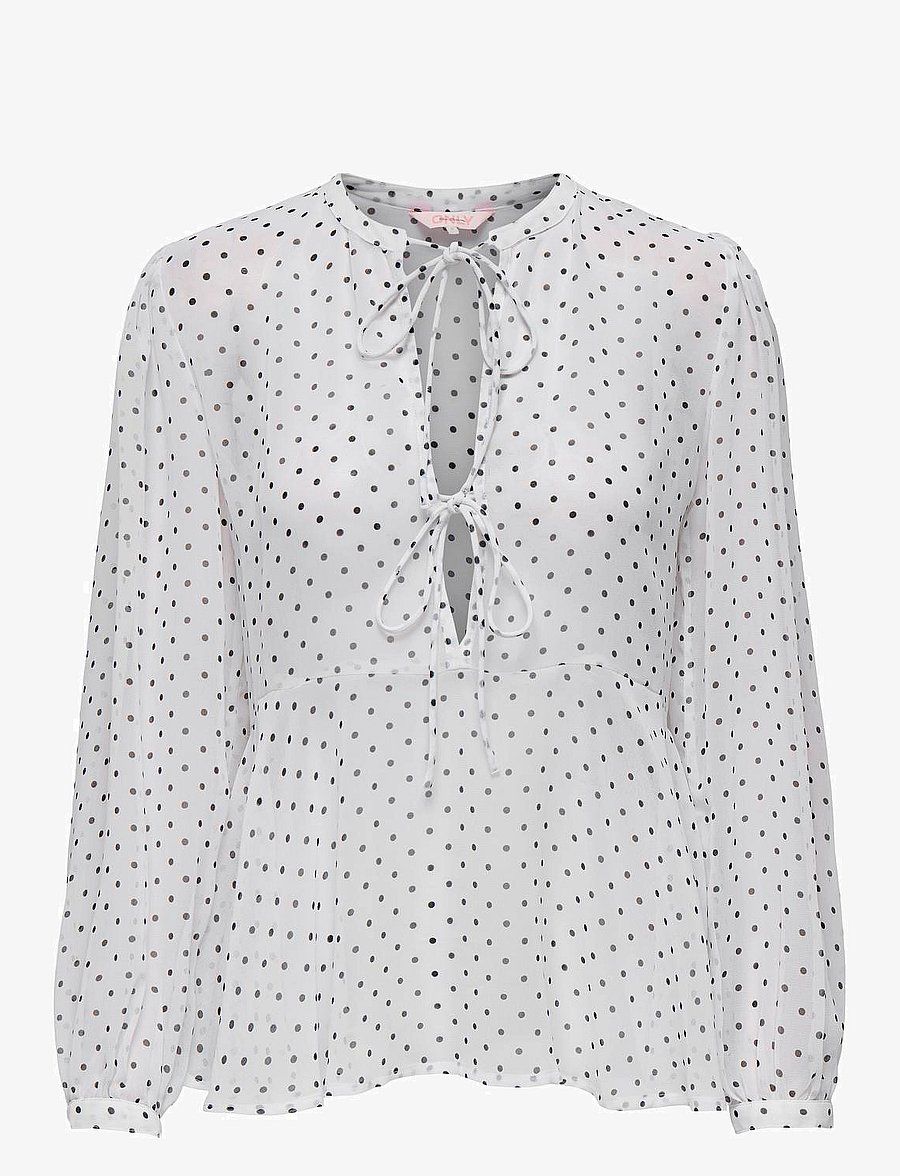 ONLY - ONLISABELLA LS STRING TOP WVN - blūzes ar garām piedurknēm - white - 0