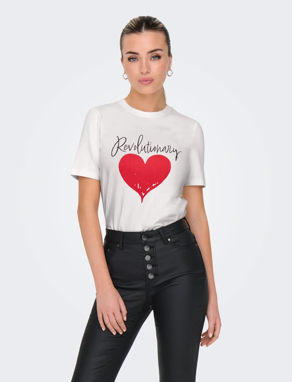 ONLY - ONLVALLIE LIFE S/S LOVE TOP BOX JRS - t-shirts - cloud dancer - 0