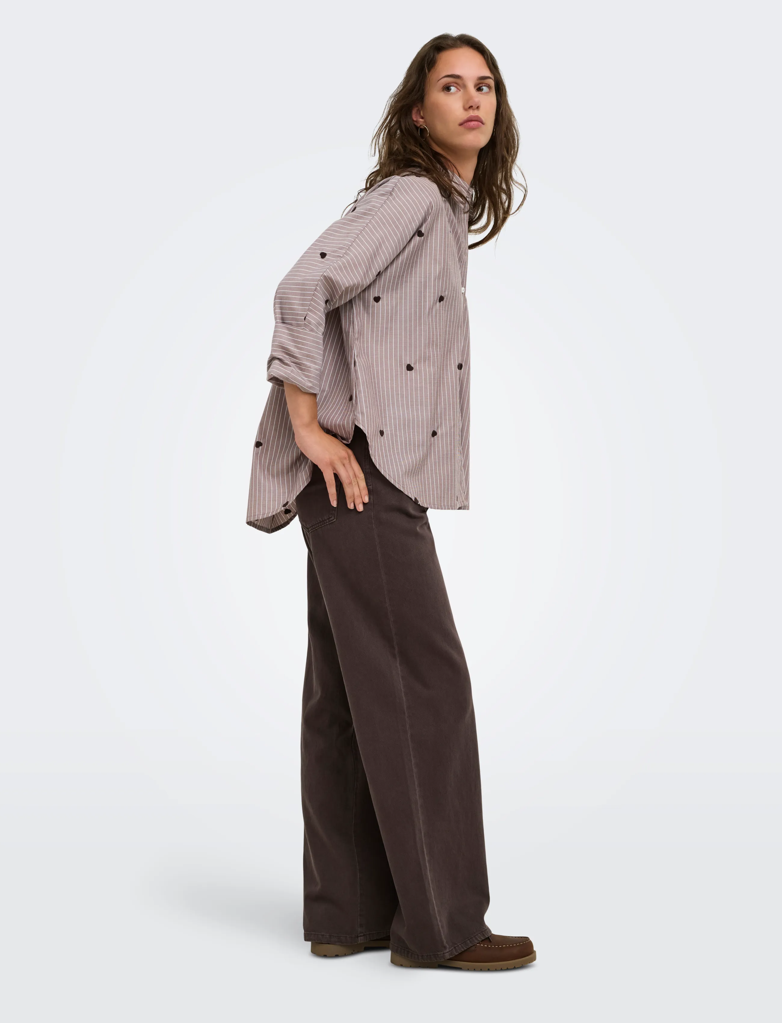 ONLY - ONLNEW LINA GRACE STR EMB SHIRT NOOS WVN - long-sleeved shirts - coffee bean - 3