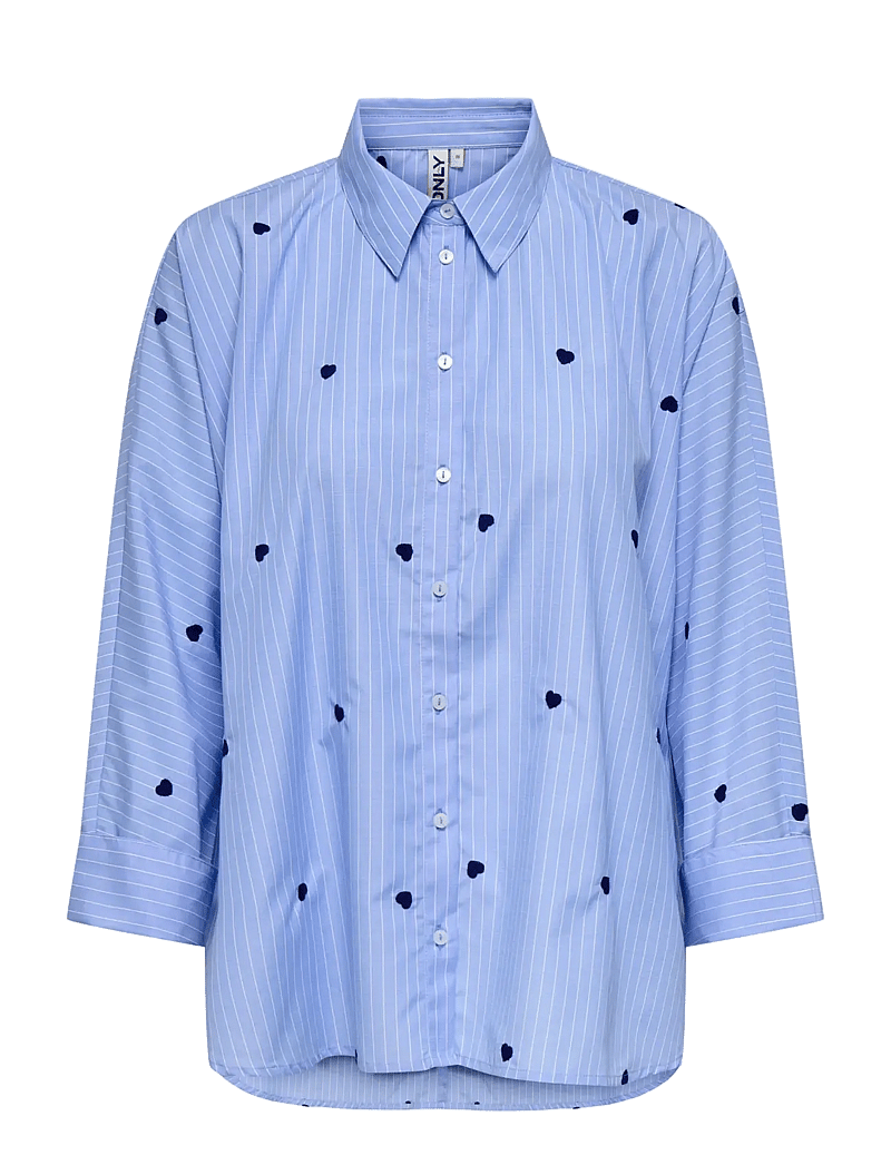 ONLY - ONLNEW LINA GRACE STR EMB SHIRT NOOS WVN - koszule z długimi rękawami - moonlight blue - 1