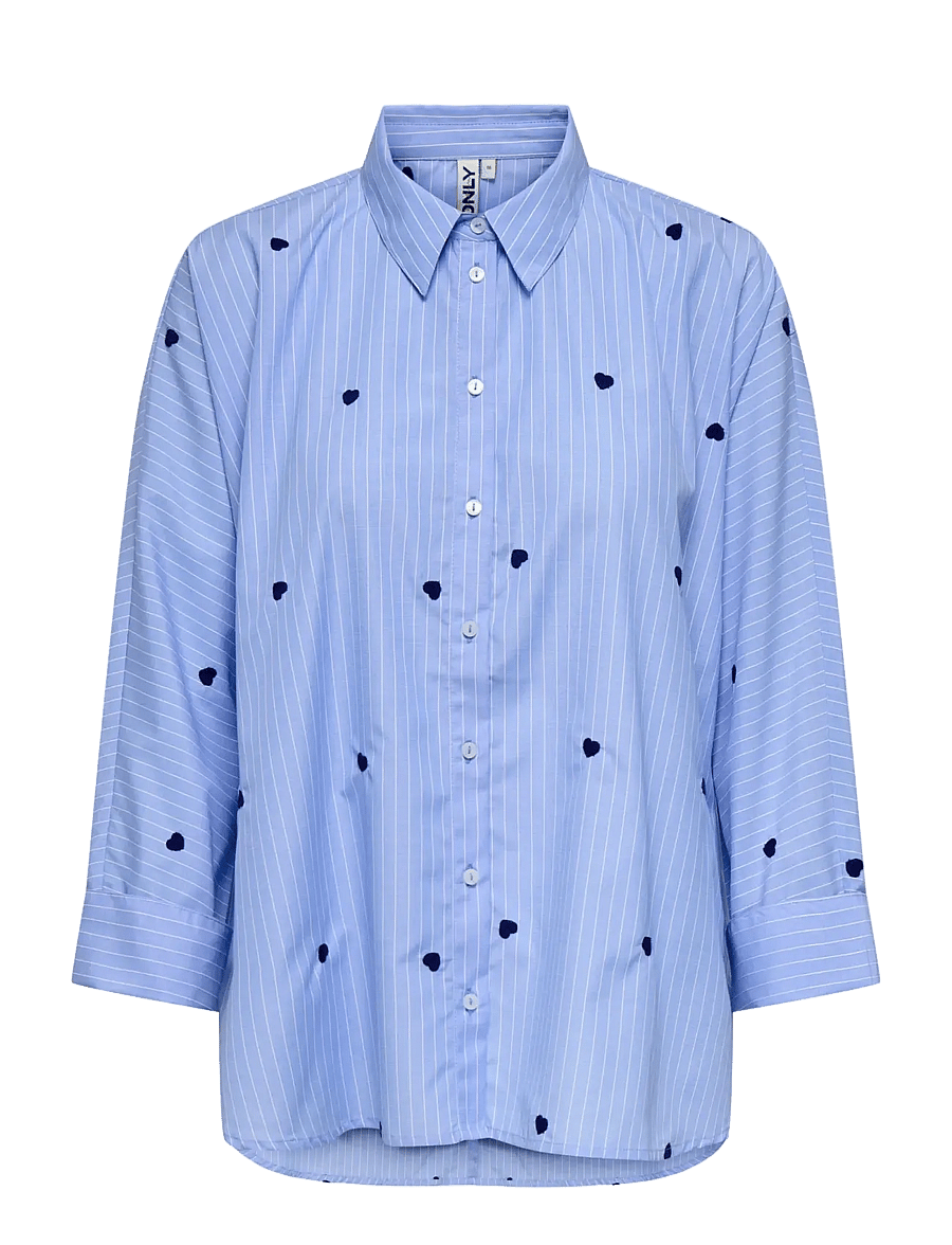 ONLY - ONLNEW LINA GRACE STR EMB SHIRT NOOS WVN - langærmede skjorter - moonlight blue - 1