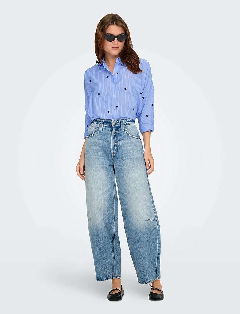 ONLY - ONLNEW LINA GRACE STR EMB SHIRT NOOS WVN - koszule z długimi rękawami - moonlight blue - 3
