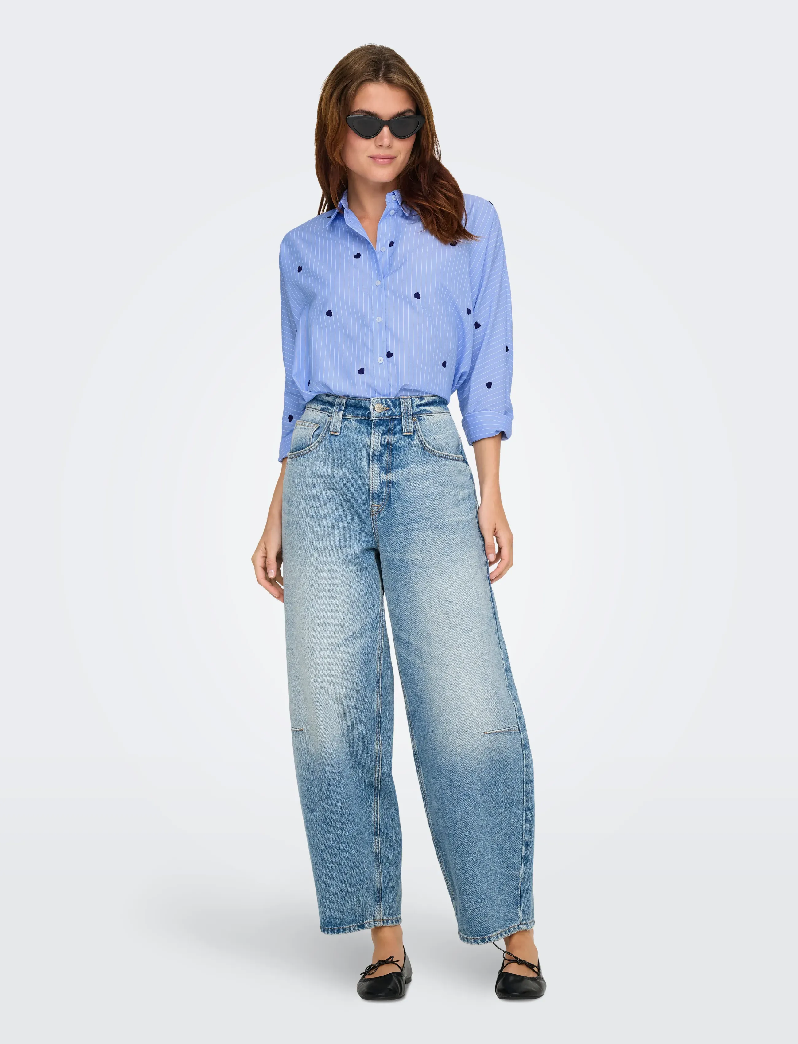 ONLY - ONLNEW LINA GRACE STR EMB SHIRT NOOS WVN - langærmede skjorter - moonlight blue - 3