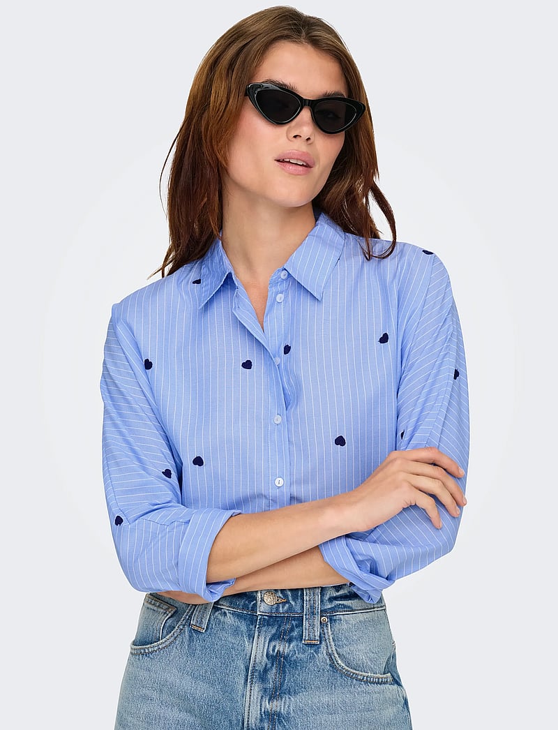 ONLY - ONLNEW LINA GRACE STR EMB SHIRT NOOS WVN - koszule z długimi rękawami - moonlight blue - 4