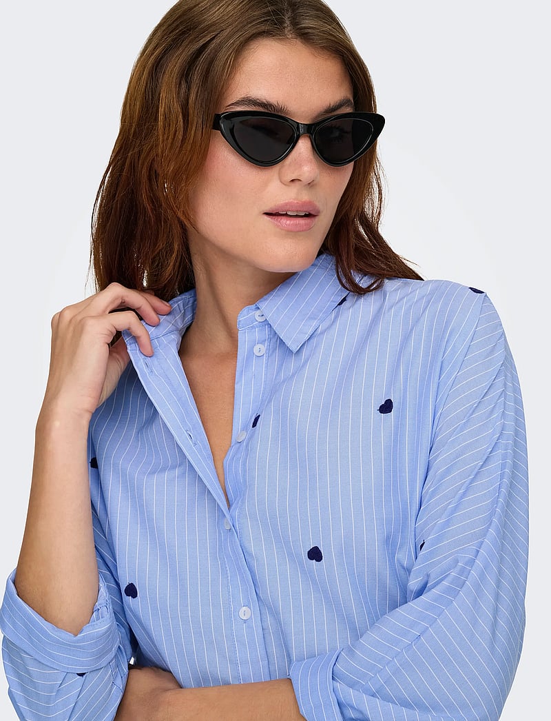 ONLY - ONLNEW LINA GRACE STR EMB SHIRT NOOS WVN - koszule z długimi rękawami - moonlight blue - 5