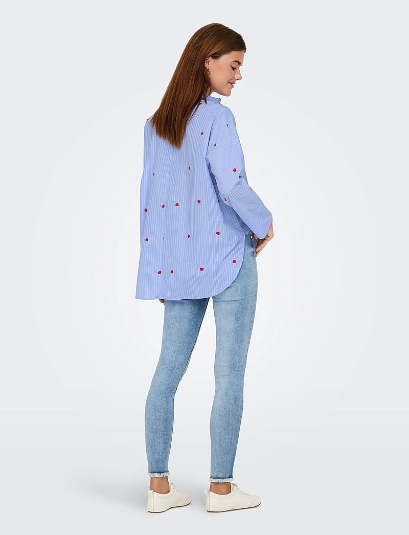 ONLY - ONLNEW LINA GRACE STR EMB SHIRT NOOS WVN - langærmede skjorter - moonlight blue - 3