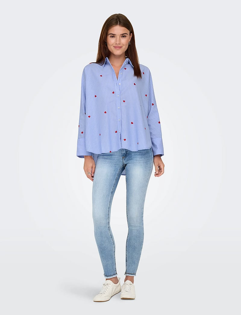ONLY - ONLNEW LINA GRACE STR EMB SHIRT NOOS WVN - langærmede skjorter - moonlight blue - 4