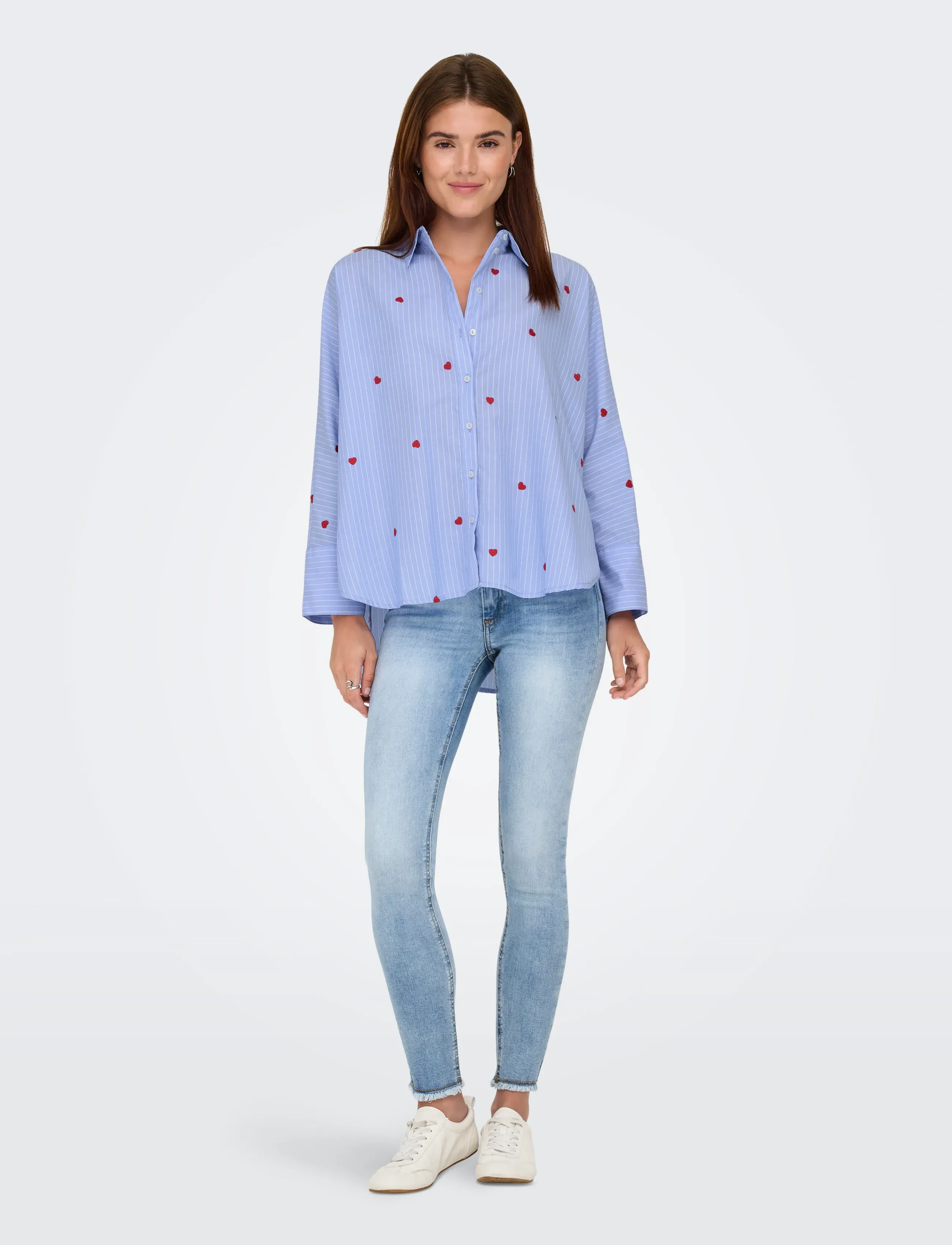 ONLY - ONLNEW LINA GRACE STR EMB SHIRT NOOS WVN - långärmade skjortor - moonlight blue - 4