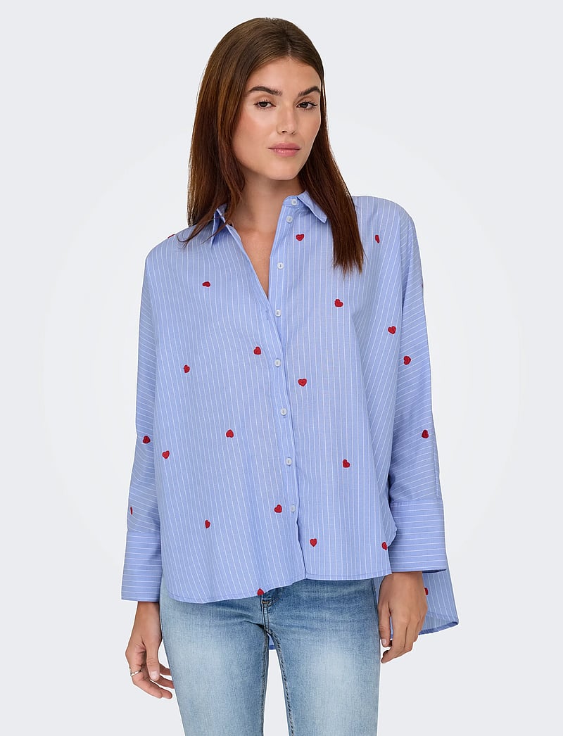 ONLY - ONLNEW LINA GRACE STR EMB SHIRT NOOS WVN - langærmede skjorter - moonlight blue - 5
