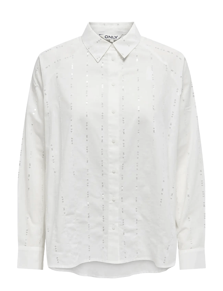ONLY - ONLMINNA GRACE LS DETAIL SHIRT WVN - pitkähihaiset kauluspaidat - cloud dancer - 1