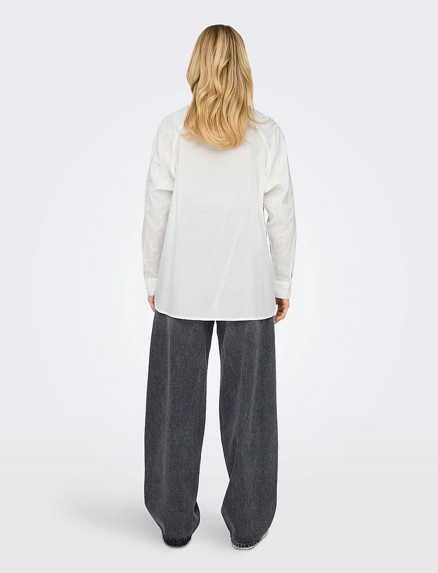 ONLY - ONLMINNA GRACE LS DETAIL SHIRT WVN - pitkähihaiset kauluspaidat - cloud dancer - 3