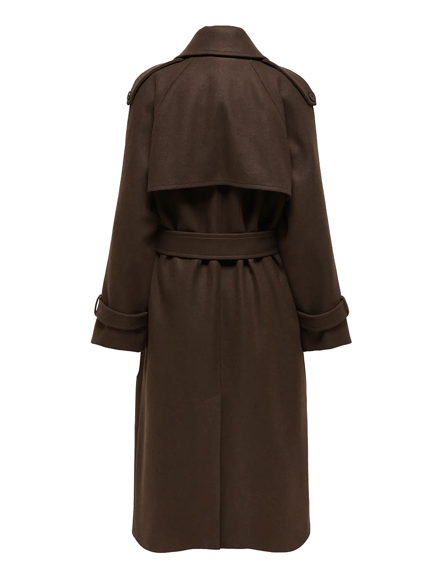 ONLY - ONLDEAR-TRILLION LONG BELT COAT PNT NOOS - trenchcoats - chocolate brown - 2