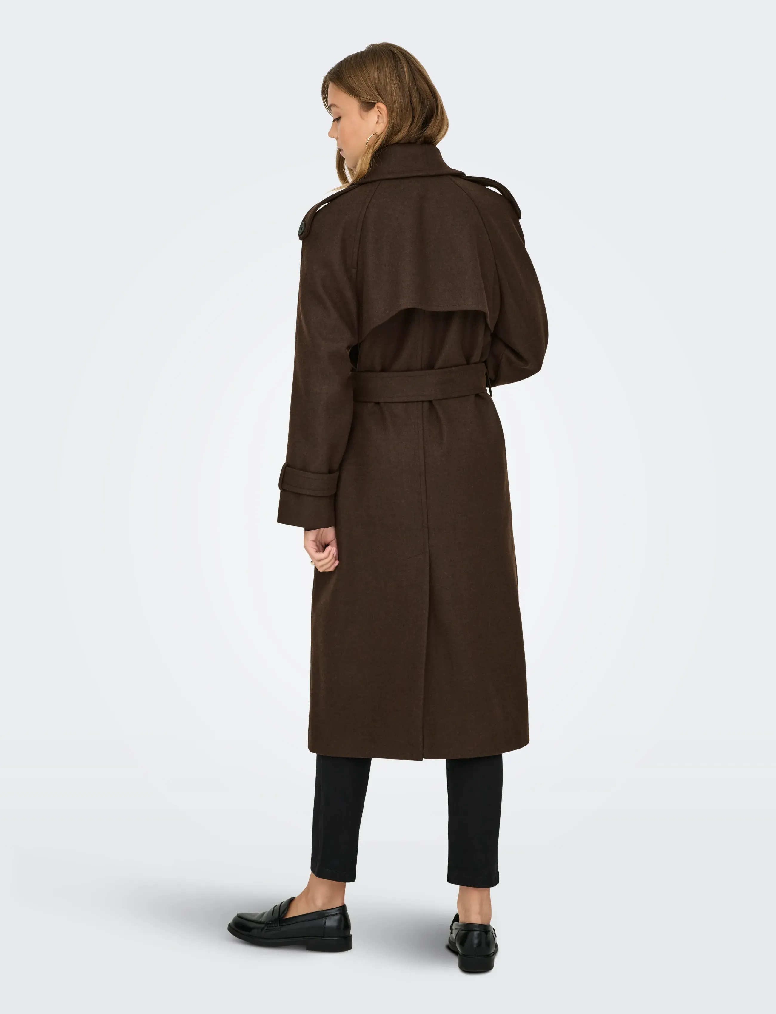 ONLY - ONLDEAR-TRILLION LONG BELT COAT PNT NOOS - trenchcoats - chocolate brown - 3