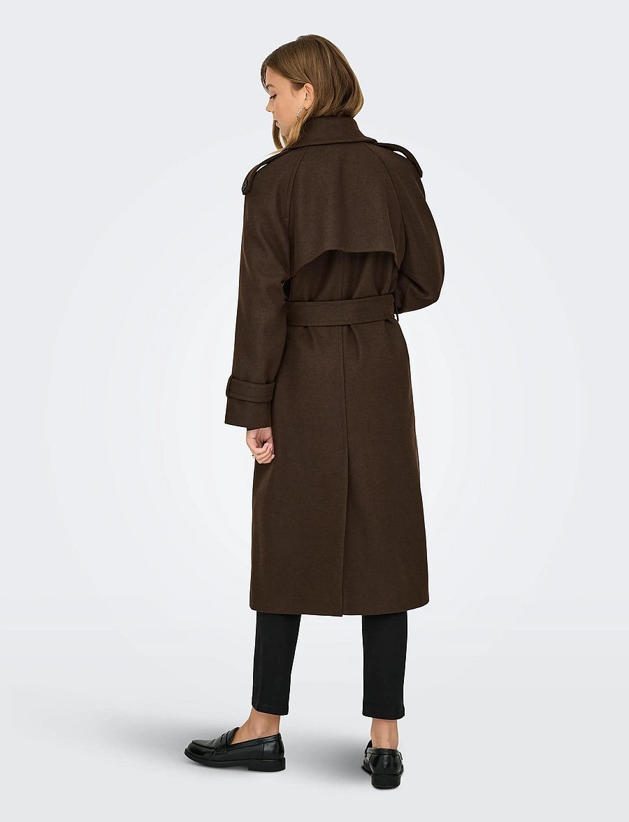 ONLY - ONLDEAR-TRILLION LONG BELT COAT PNT NOOS - trenchcoats - chocolate brown - 3