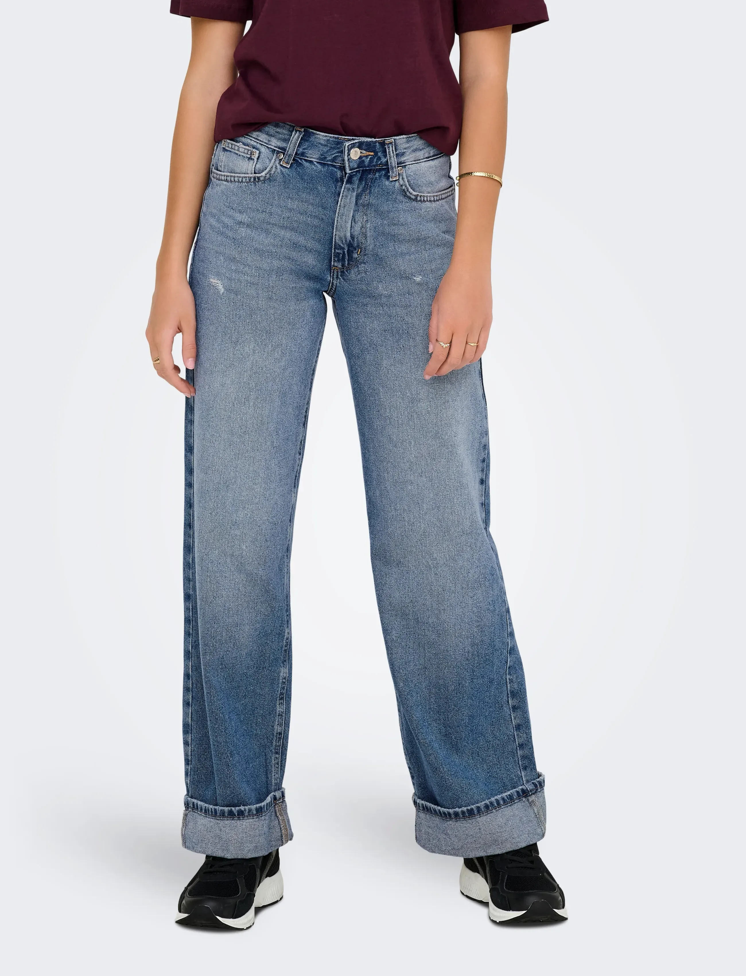 ONLY ONLELLA MW WIDE FOLD UP DNM TAI519 NOOS - Festival-Outfits - MEDIUM BLUE DENIM / blue
