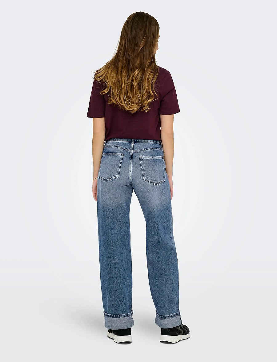 ONLY - ONLELLA MW WIDE FOLD UP DNM TAI519 NOOS - medium blue denim - 3