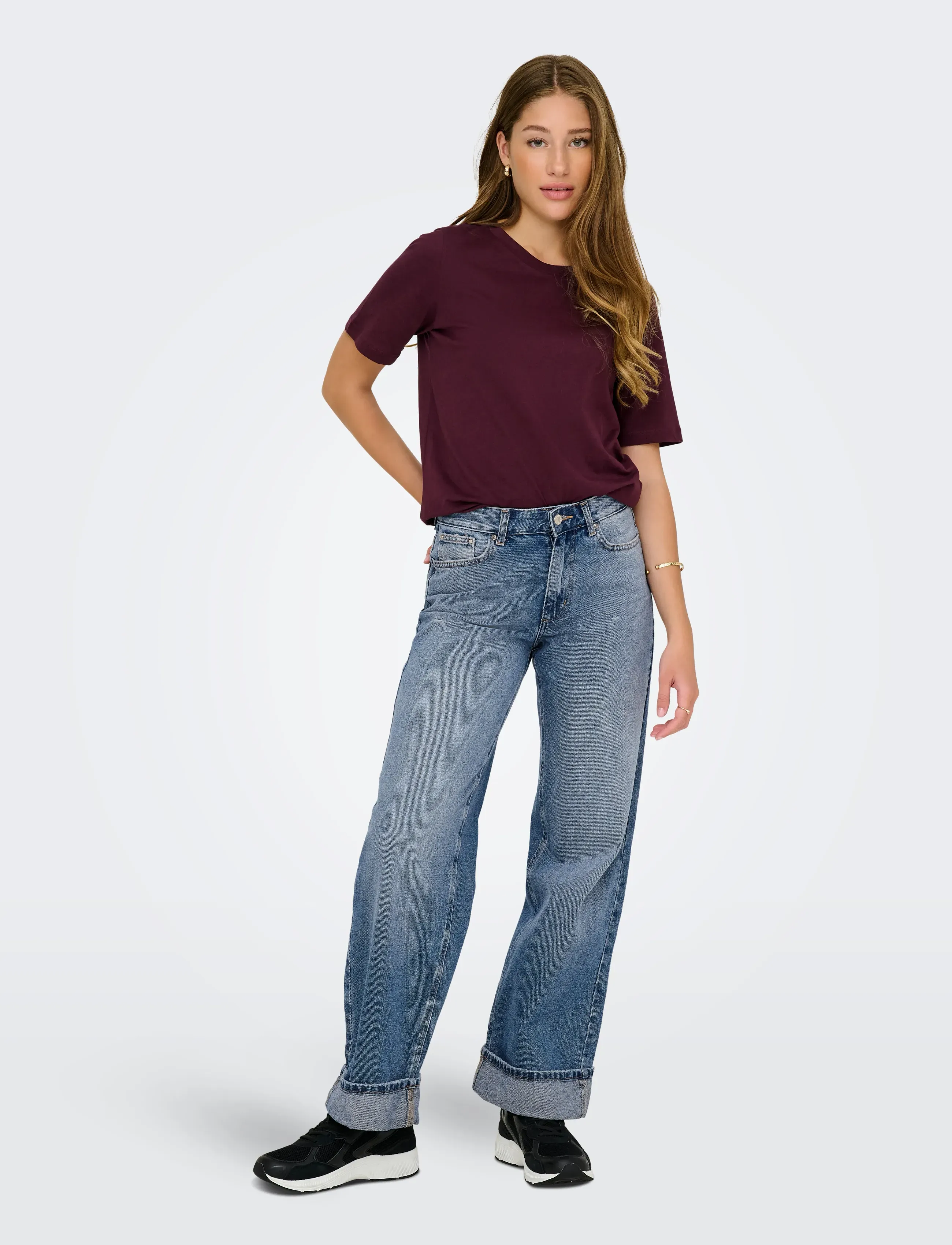 ONLY - ONLELLA MW WIDE FOLD UP DNM TAI519 NOOS - medium blue denim - 4