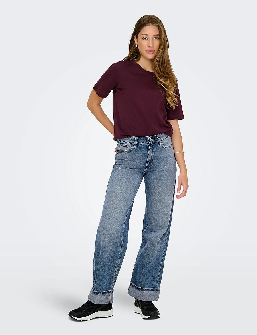 ONLY - ONLELLA MW WIDE FOLD UP DNM TAI519 NOOS - medium blue denim - 4