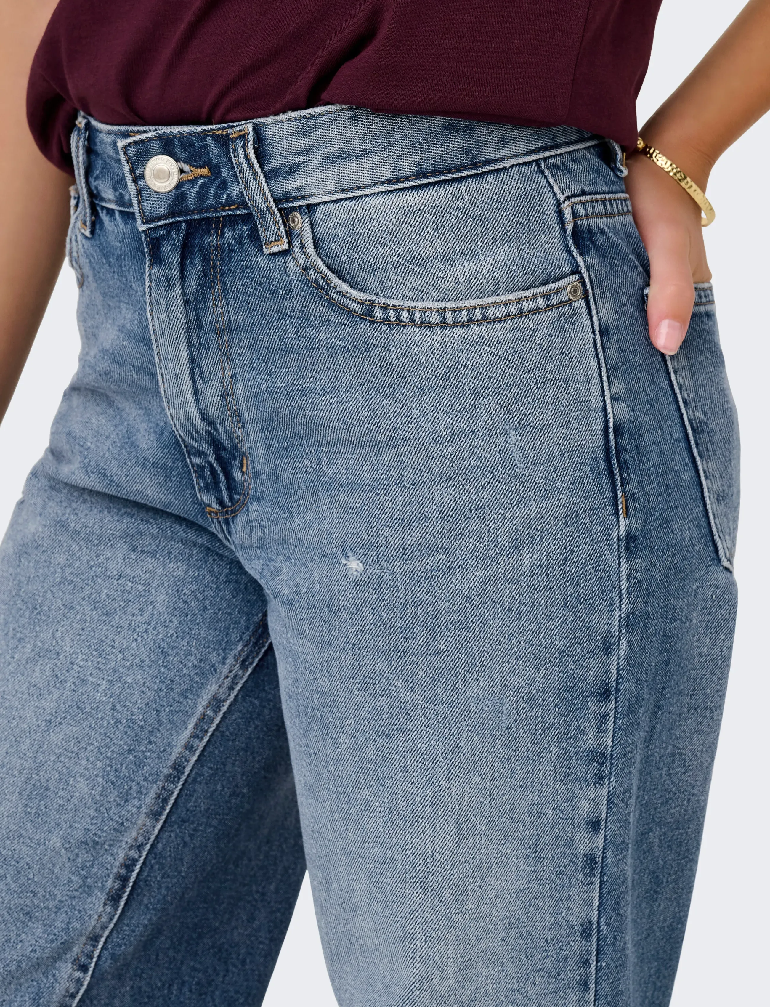 ONLY Onlella Mw Wide Fold Up Dnm Tai519 Noos mid waist jeans dam – bild 6