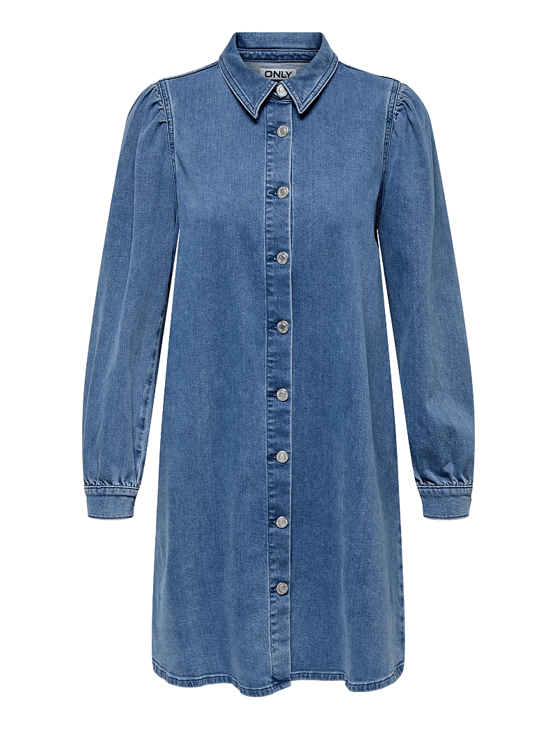 ONLY - ONLALMA L/S DRESS DNM CRO - robes chemises - medium blue denim - 1