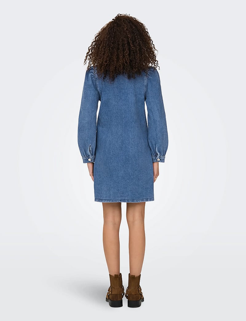 ONLY - ONLALMA L/S DRESS DNM CRO - robes chemises - medium blue denim - 3