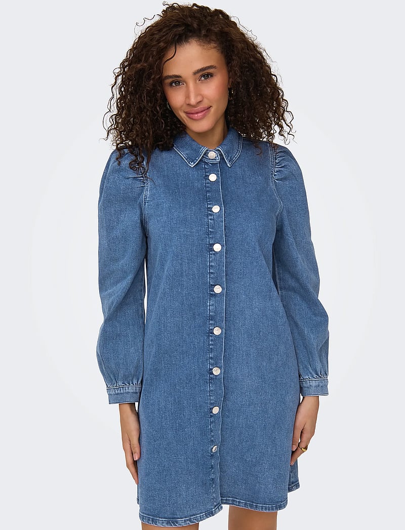 ONLY - ONLALMA L/S DRESS DNM CRO - robes chemises - medium blue denim - 5