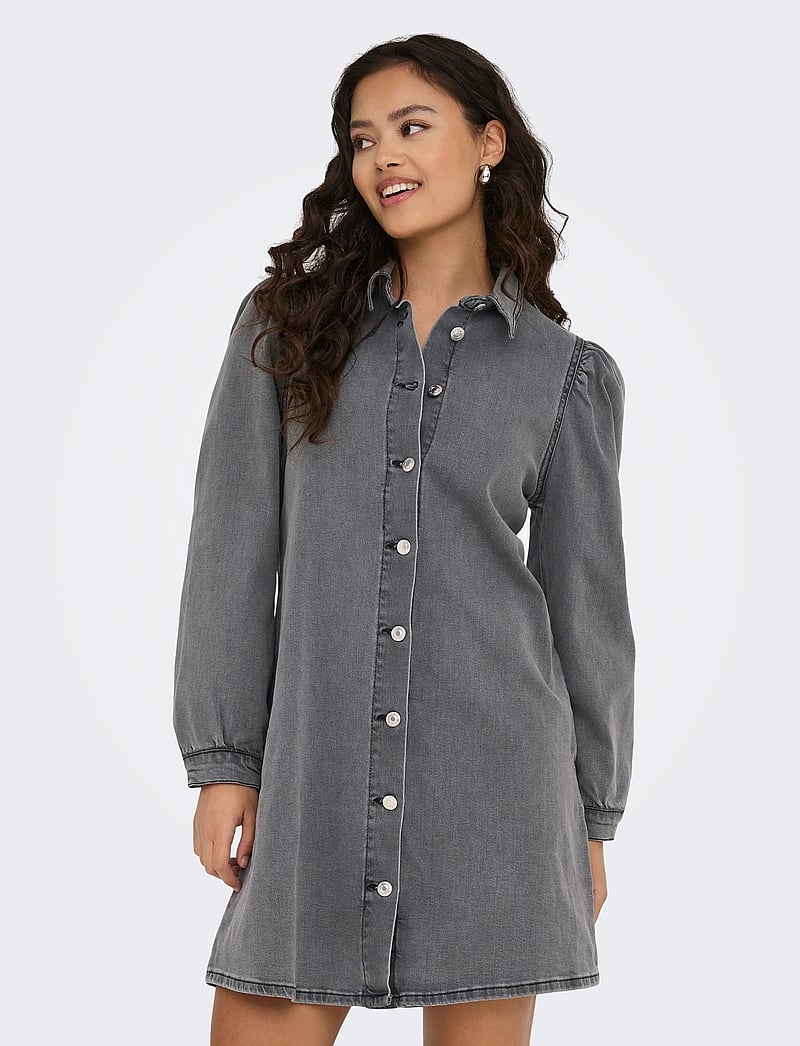 ONLY - ONLALMA L/S DRESS DNM CRO - denimkjoler - medium grey denim - 0