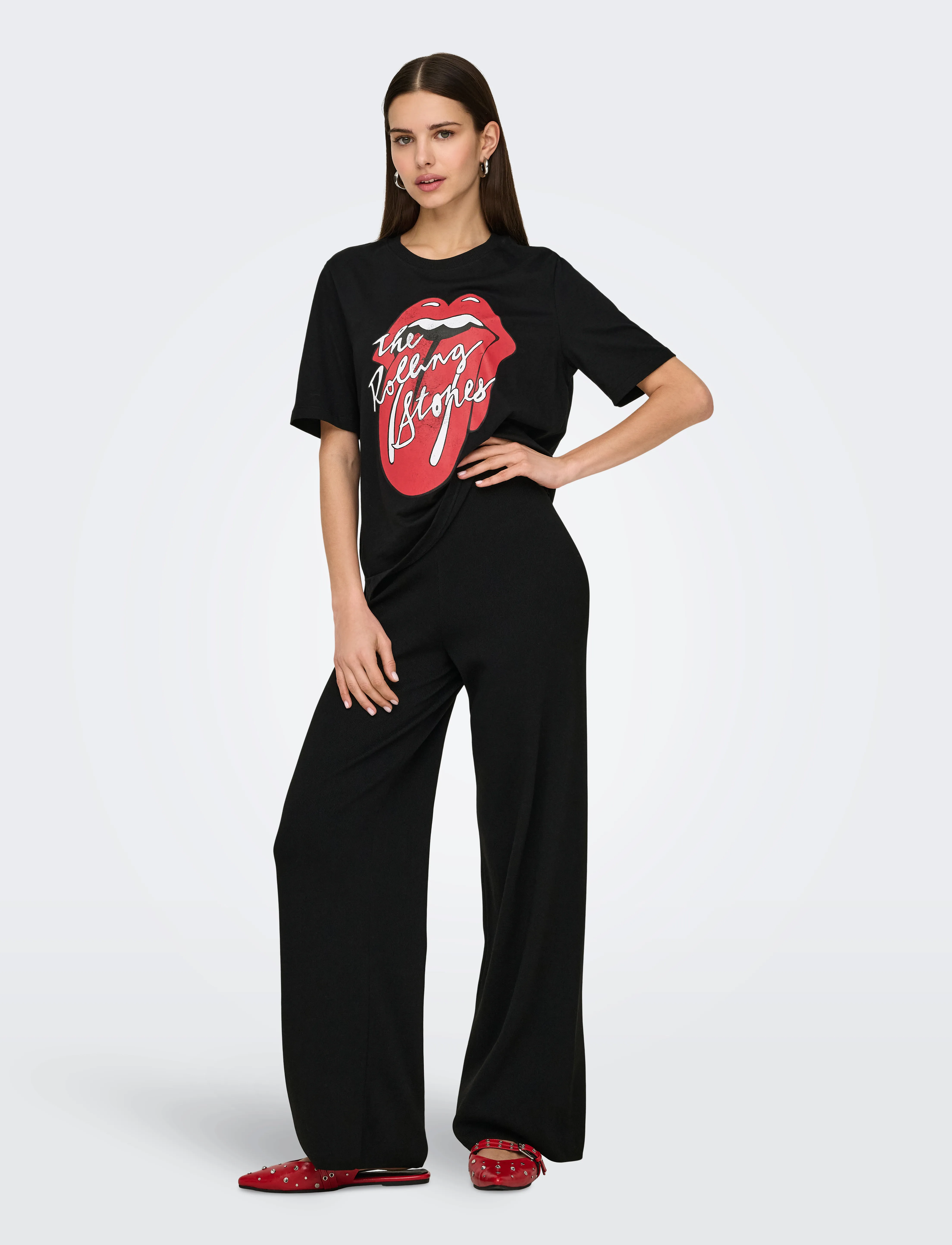 ONLY ONLROLLING STONES LIFE S/S TOP BOX JRS - T-shirts & Toppar - BLACK / black