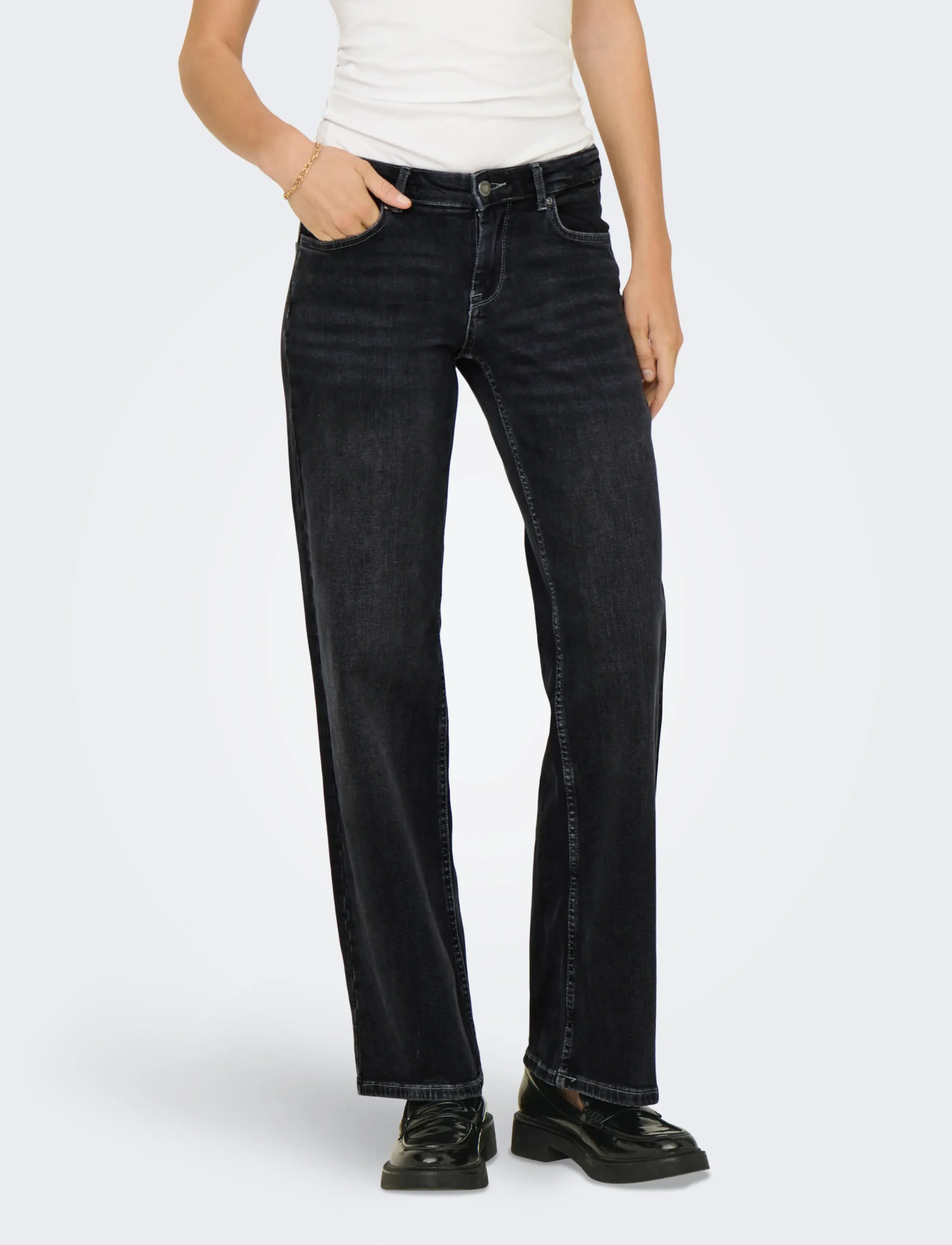 ONLY Onljudy-O Lw Wide Leg Dnm Tai850 Noos, Kvinder, Wide Leg Jeans, Sort, Str: L