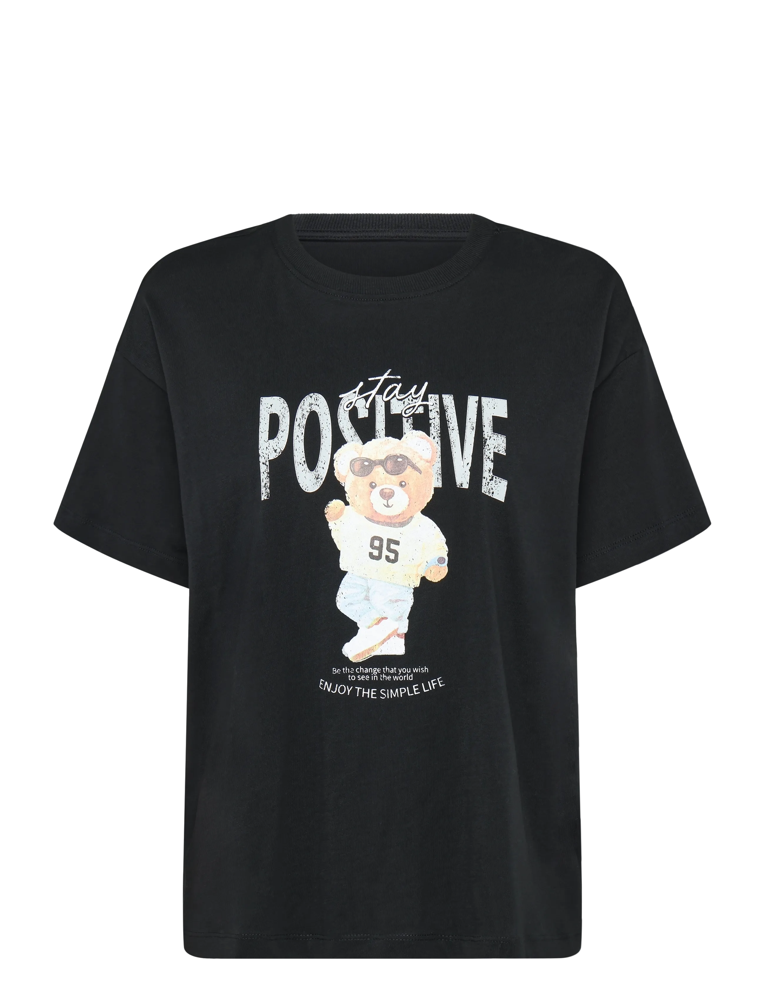 ONLY ONLVIVVI S/S LOVELY TOP JRS - T-shirts & Toppe - BLACK / black