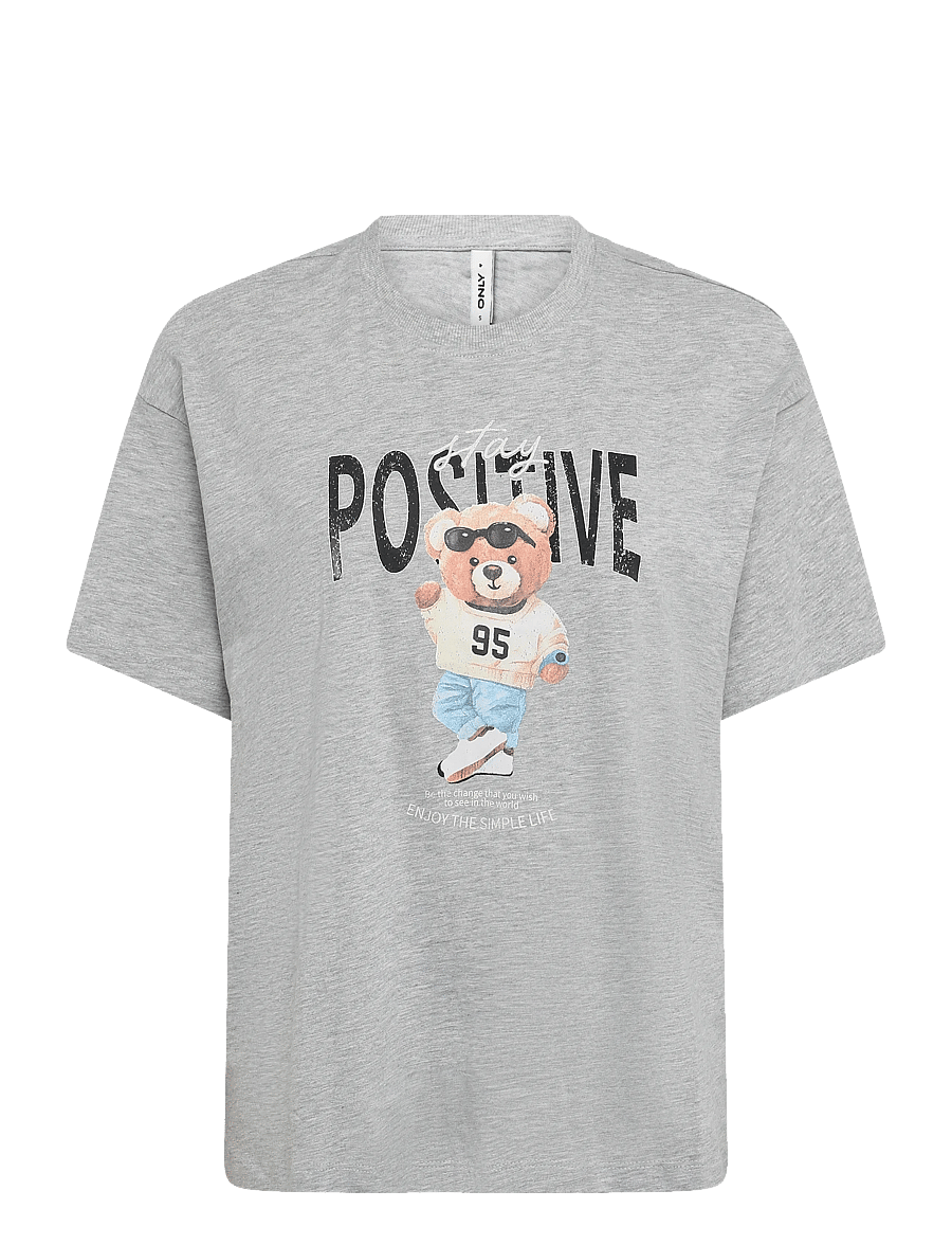 ONLY - ONLVIVVI S/S LOVELY TOP JRS - t-shirts - light grey melange - 0