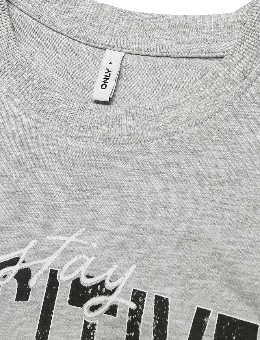 ONLY - ONLVIVVI S/S LOVELY TOP JRS - t-shirts - light grey melange - 2