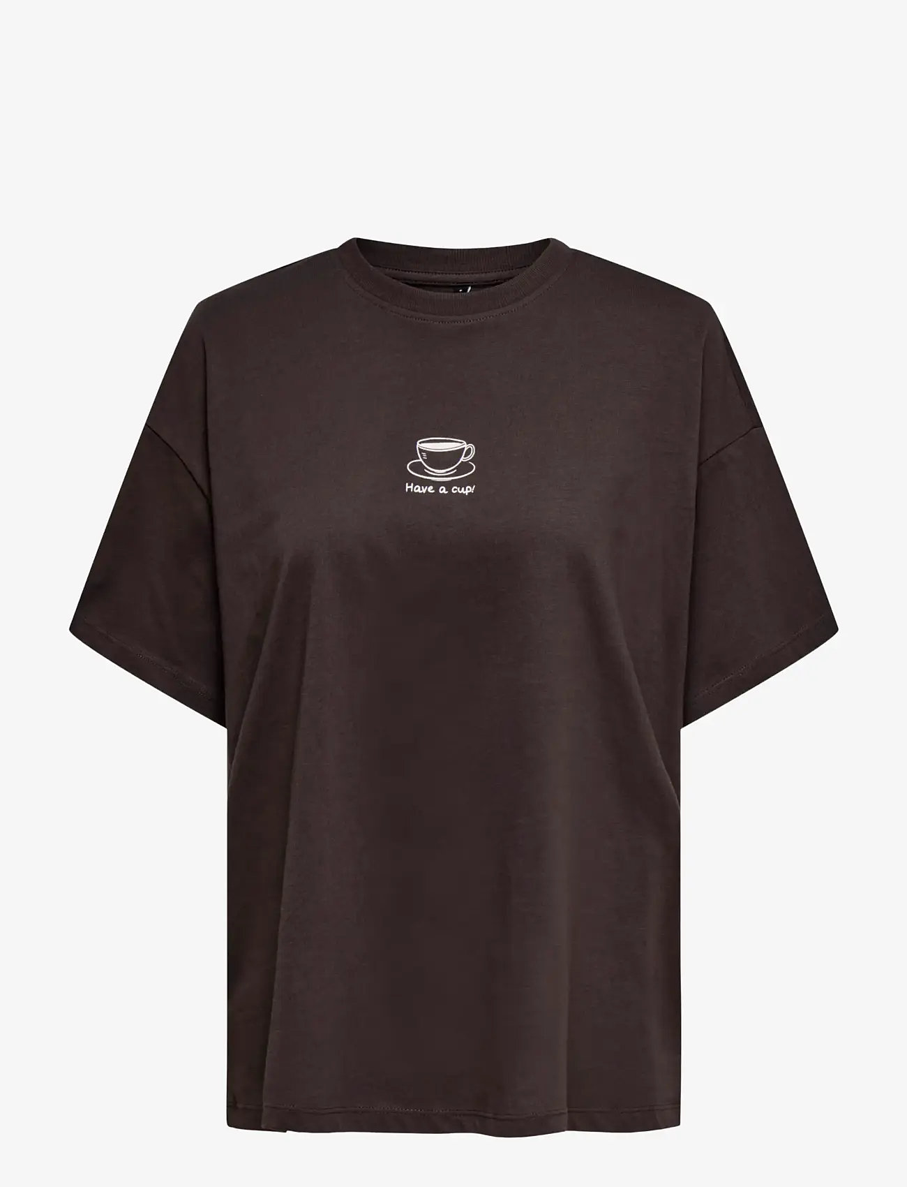 ONLY - ONLVIVVI S/S LOVELY TOP JRS - t-shirts - seal brown - 0