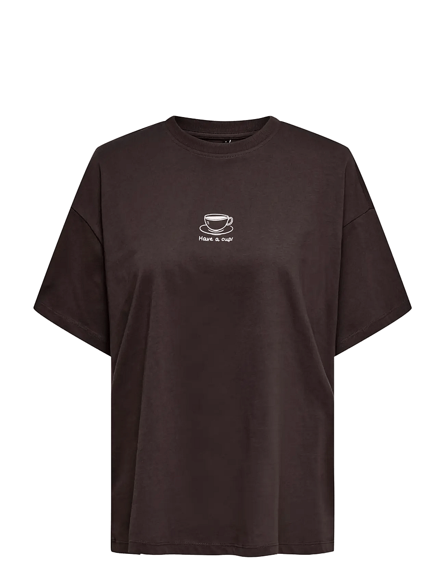 ONLY - ONLVIVVI S/S LOVELY TOP JRS - t-shirts - seal brown - 0
