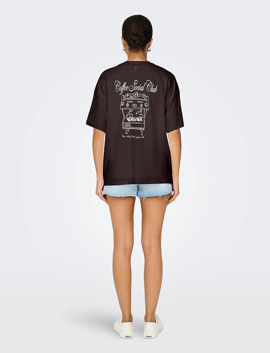 ONLY - ONLVIVVI S/S LOVELY TOP JRS - t-shirts - seal brown - 3