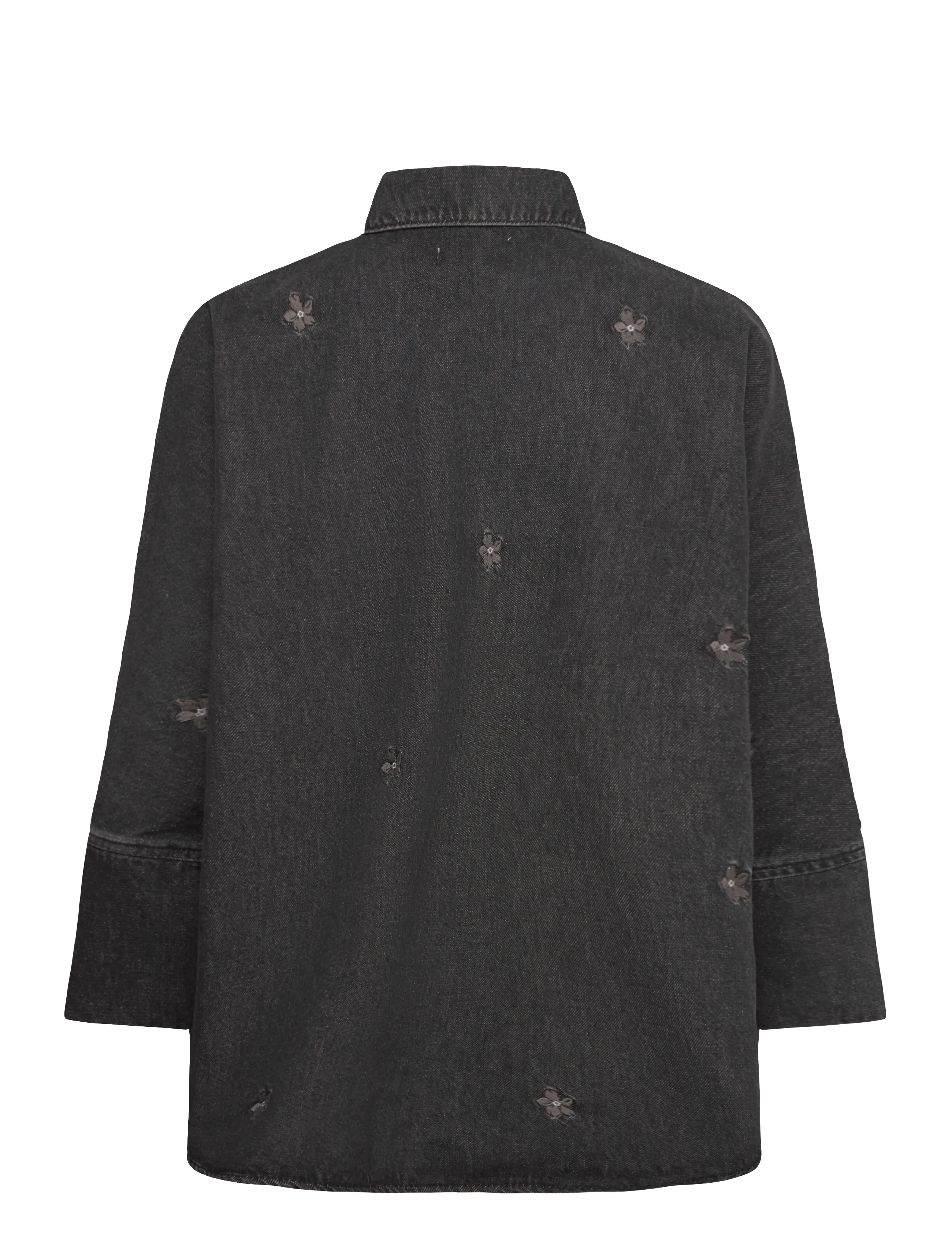 ONLY - ONLGRACE 3/4 FLOWER EMB DNM SHIRT CRO - jeanshemden - washed black - 2