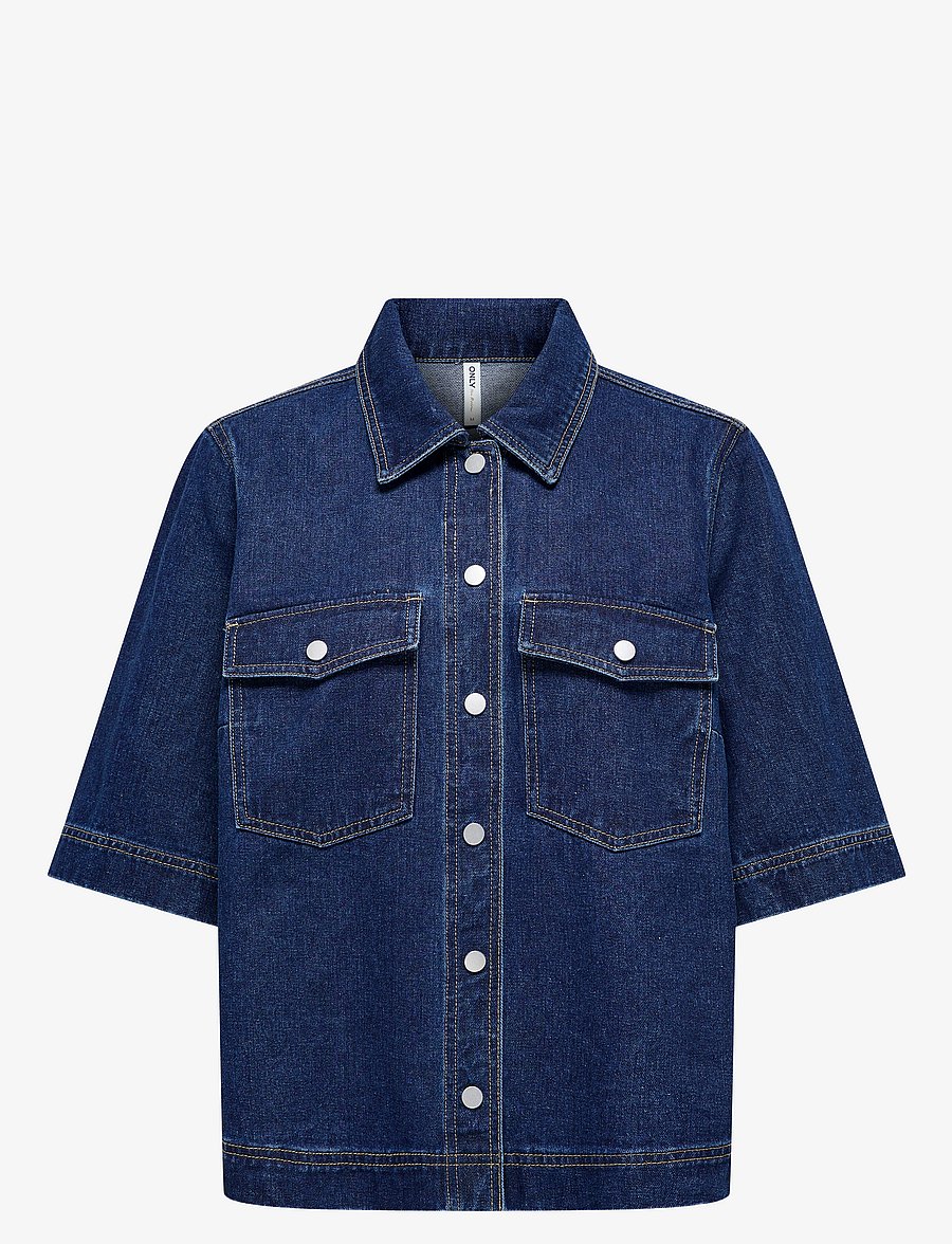 ONLY - ONLBELLE S/S SHIRT DNM GUA NOOS - jeanshemden - dark blue denim - 1