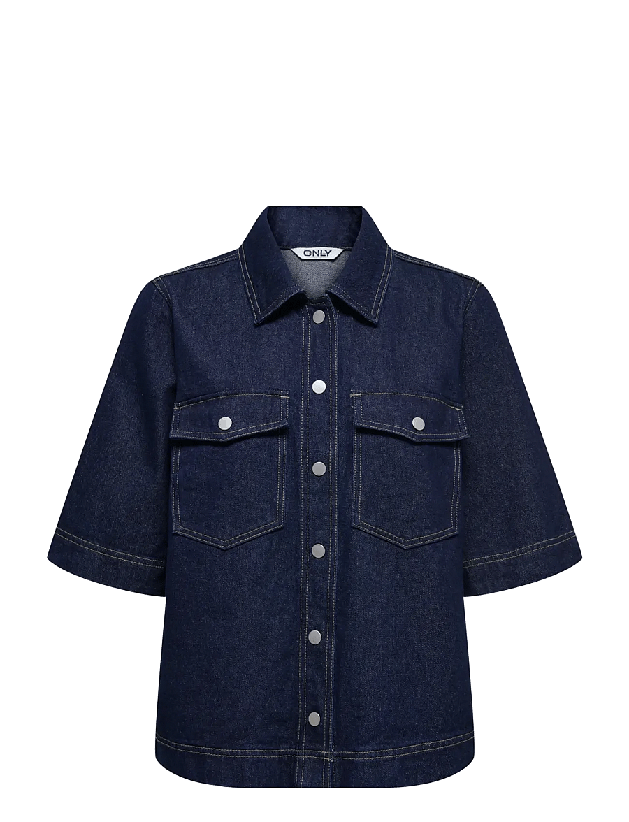 ONLY - ONLBELLE S/S SHIRT DNM GUA NOOS - koszule dżinsowe - dark blue denim - 1