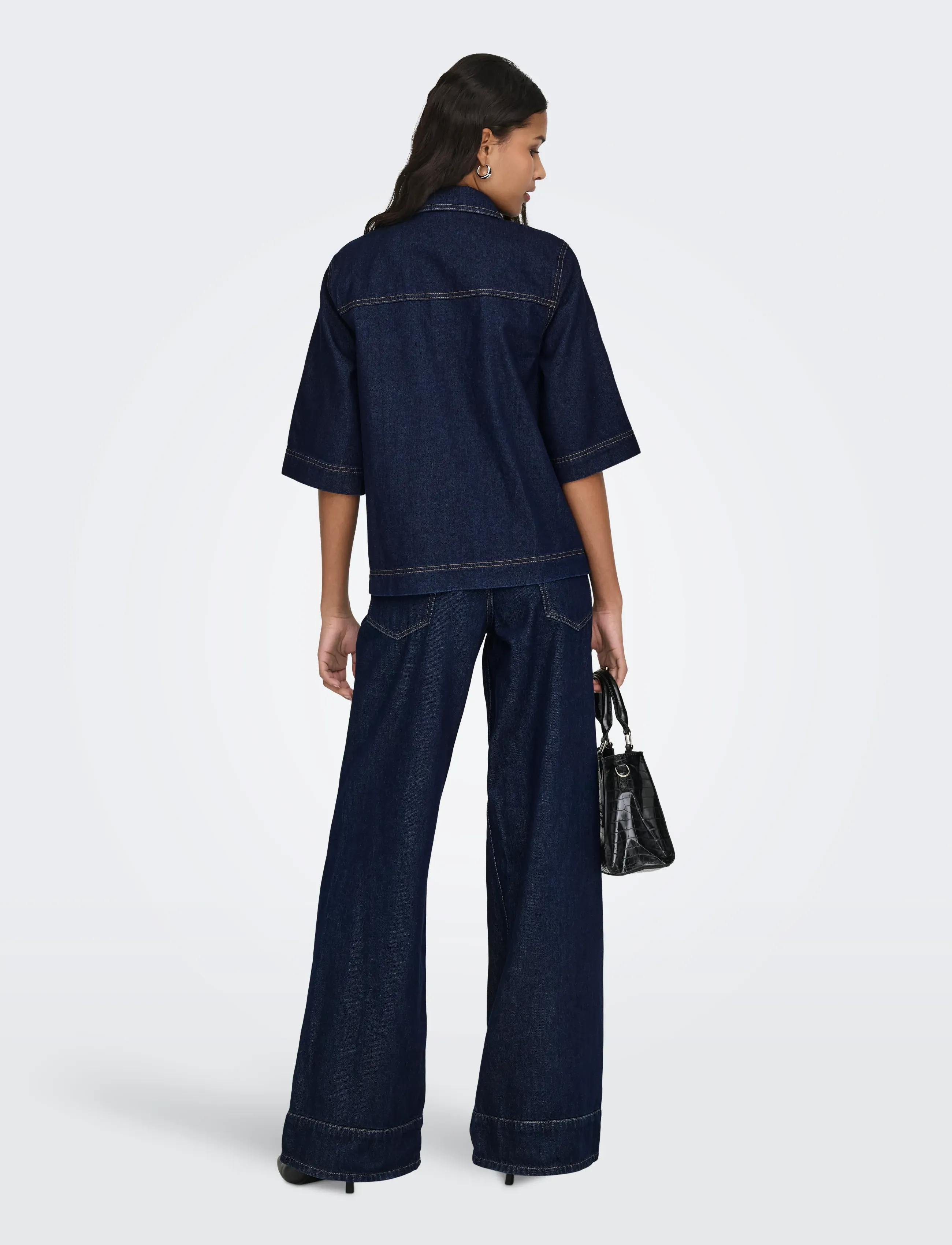 ONLY - ONLBELLE S/S SHIRT DNM GUA NOOS - gallaskyrtur - dark blue denim - 3