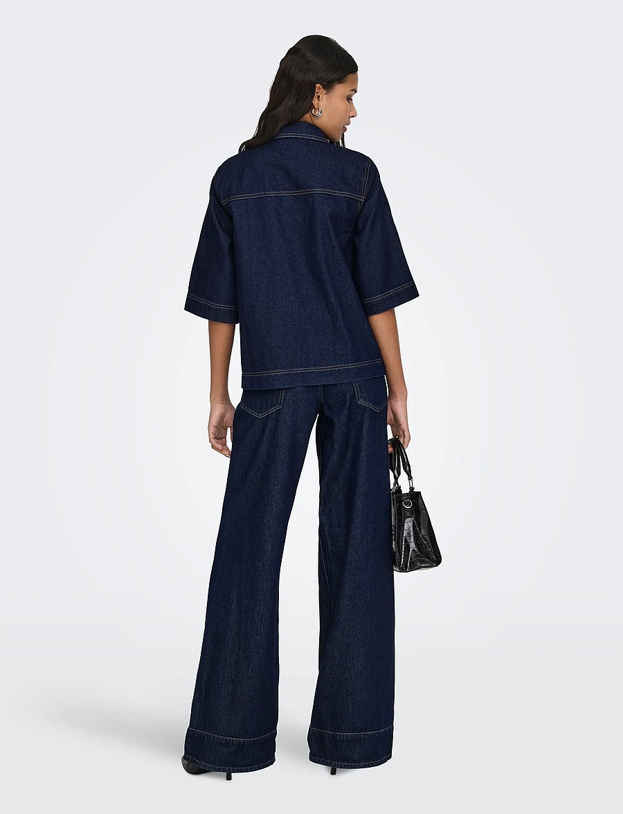ONLY - ONLBELLE S/S SHIRT DNM GUA NOOS - koszule dżinsowe - dark blue denim - 3