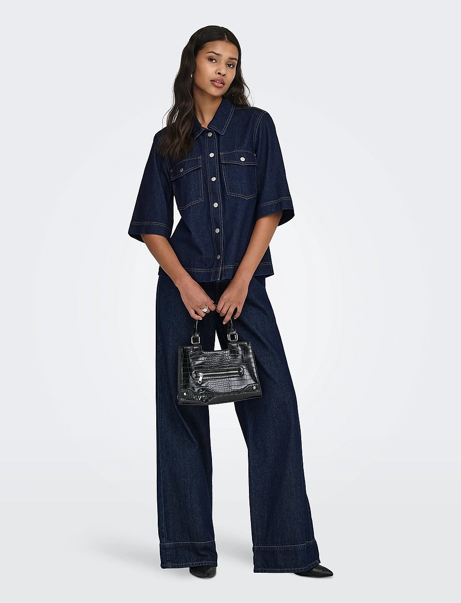ONLY - ONLBELLE S/S SHIRT DNM GUA NOOS - koszule dżinsowe - dark blue denim - 4