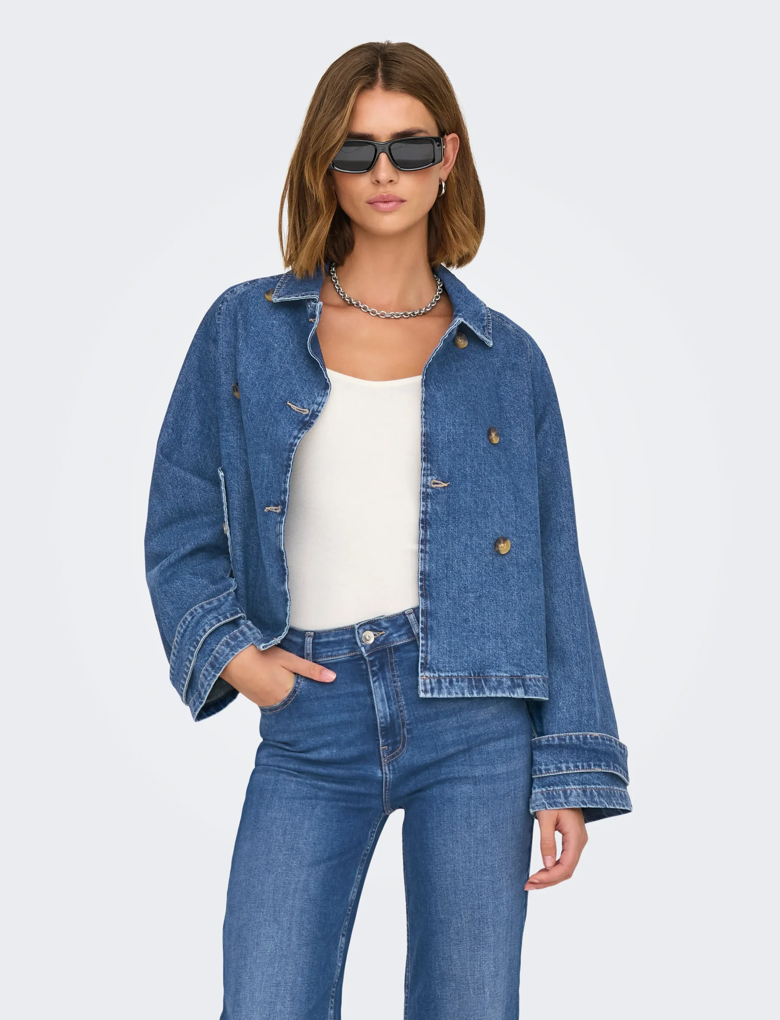 ONLY ONLAPRIL SHORT DNM TRENCH AKM - Kleidung - MEDIUM BLUE DENIM / blue