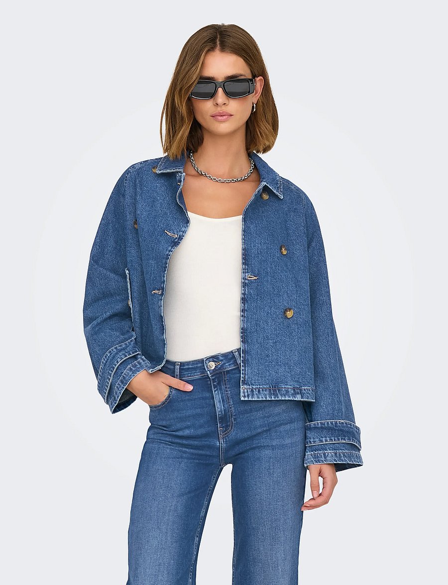 ONLY - ONLAPRIL SHORT DNM TRENCH AKM - frühlingsjacken - medium blue denim - 0