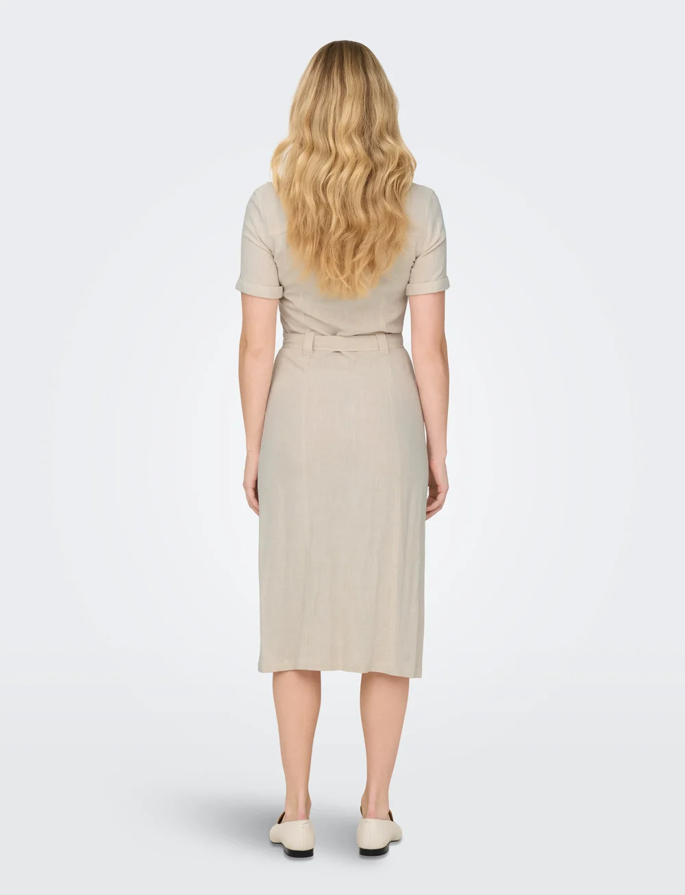 ONLY - ONLSIESTA SS LIN BL SHIRT DRESS PNT NOOS - skjortekjoler - moonbeam - 3