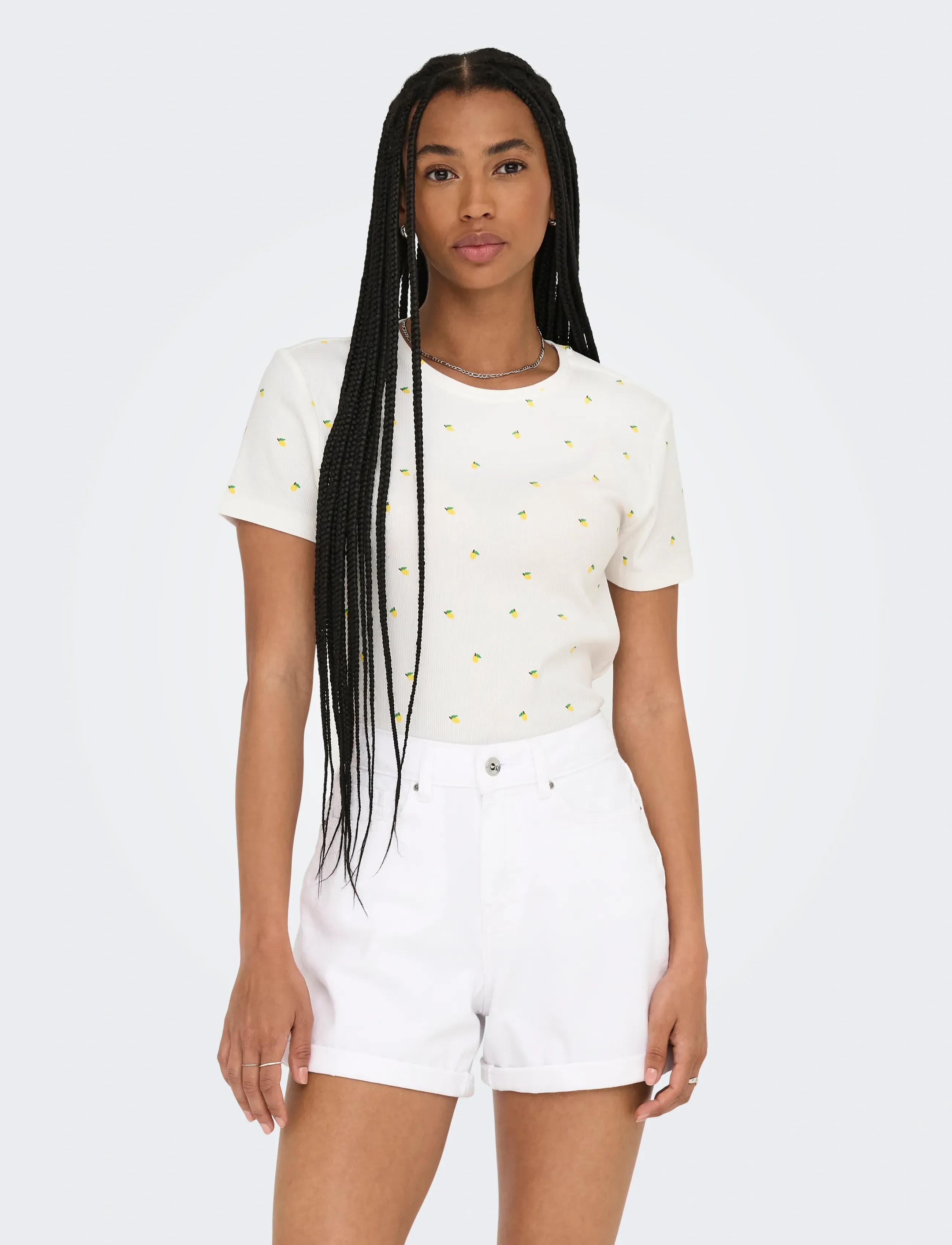 ONLY Onlfenja S/S Aop Top Jrs Noos, L, Cream, T-Shirts & Toppe > Kortærmede, Dame